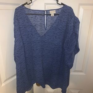 Ava & Viv Blue Puff Sleeve Top 4X